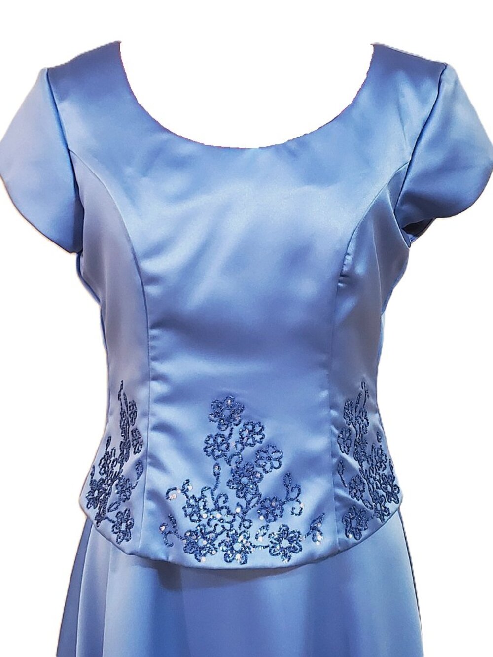 “Jody of California” Women’s Blue Satin Formal Gown – Size 7/8 – LIKE NEW